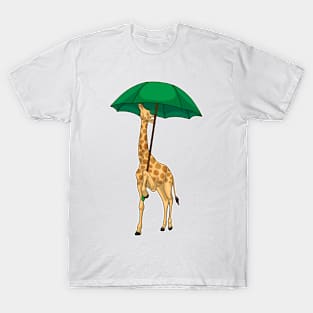 Giraffe Raining Umbrella T-Shirt